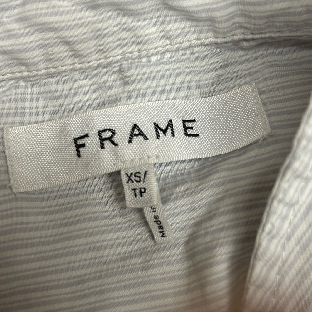Frame cotton White Flutter Sleeve Button Down Shirt - Picture 3 of 4